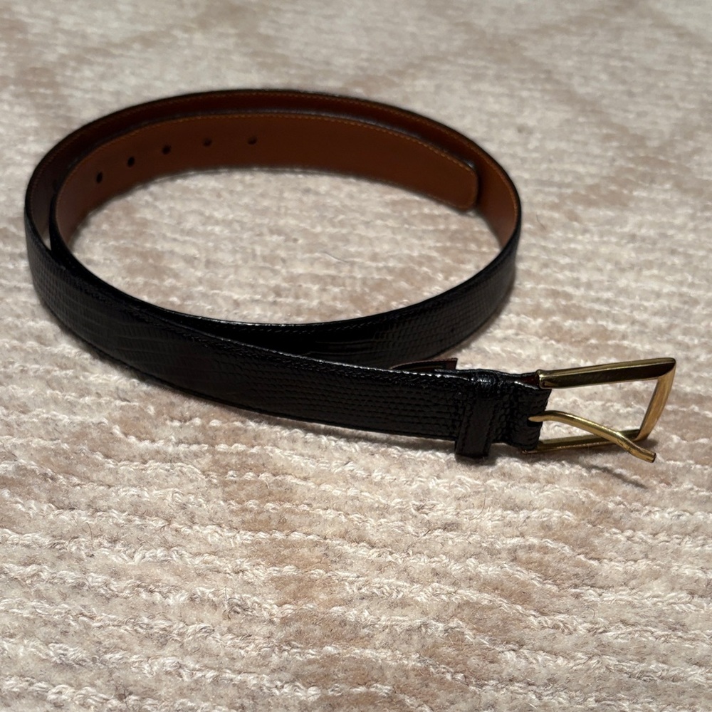 Trafalgar Burnished Java Lizard Black Leather Belt - image 1